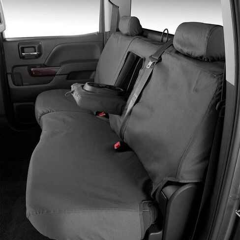 Covercraft Polycotton SeatSaver Custom Seat Covers | Fits 2011-18 Ram 1500 & 2019-24 Ram 1500 Classic & 2011-24 Ram 2500/3500 Crew/Quad Cab | 2nd Row Solid Bench Seat, Charcoal in Saudi Arabia