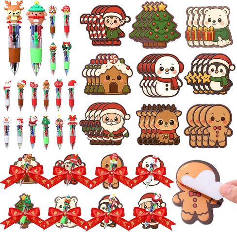 Tenceur 36 Sets Christmas Bulk Gifts Christmas 4 in 1 Multicolor Ballpoint Pens with Sticky Notes Memo Pads and Ribbon for Teacher Student Classroom Prize School Office Coworker Xmas Stocking Stuffing in Saudi Arabia
