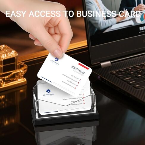 LUGUNU Acrylic Business Card Holder for Desk 2 Pack, Clear Card Display Stand with Black Base, Holds up to 100 Cards, Modern Office Organizer in Saudi Arabia