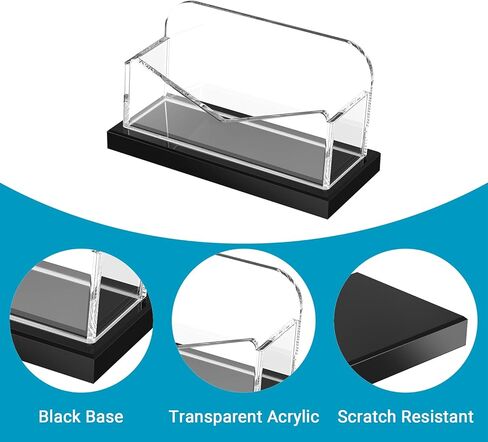 LUGUNU Acrylic Business Card Holder for Desk 2 Pack, Clear Card Display Stand with Black Base, Holds up to 100 Cards, Modern Office Organizer in Saudi Arabia