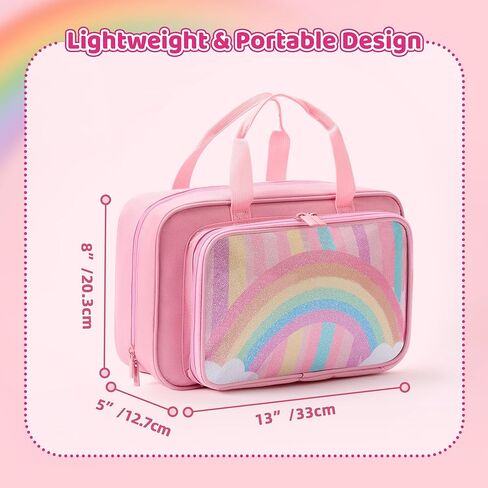 Carrying Case Compatible with Barbie Dolls 12-Inch, Storage Organizer Holder with Handle for up to 6 Dolls, Multiple Pockets for Clothes & Accessories,Travel Portable Storage Bag,Pink in Saudi Arabia