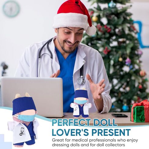 17cm Doll Clothes Doctor Scrubs Outfit with White Coat Face Mask Mini Stethoscope Cute Doctor Medical Costume with Accessories Gift for DIY Dress-up Lovers & Collectors(Blue) in Saudi Arabia