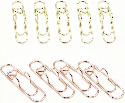 Heart Pen Clip, Cute Mini Metal Clip,Used for Notebooks, Wedding Decorations, Birthday Parties 10 Pcs, Gold and Rose Gold in Saudi Arabia