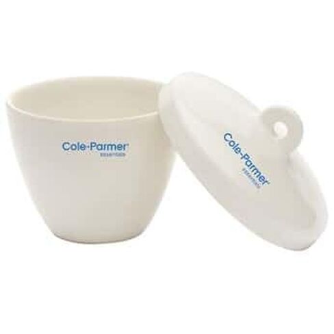 Cole-Parmer Tall-Form Crucible with Cover, Porcelain, 25 mL, 6/pk in Saudi Arabia