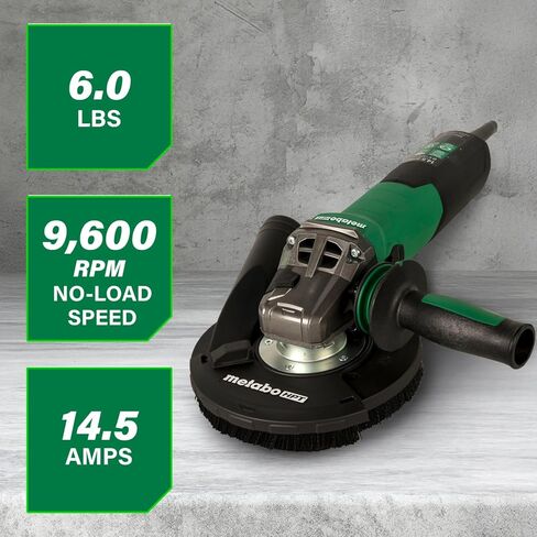 Metabo 5-Inch Concrete Renovation Angle Grinder Kit | Variable Speed | 2,800-9,600 RPM | 14.5 Amps | Slide Switch (Locking) | Electronics | RSEV 17-125 Set in Saudi Arabia