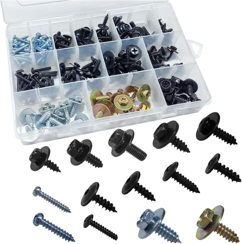 160PCS 14 Sizes Metal Car Screws, Car Body Bumper Hood Retainer Clips with Phillips Round Head Self Tapping Screw Assortment Kit, Fastener Rivet Clips for Liner Splash Shield in Saudi Arabia