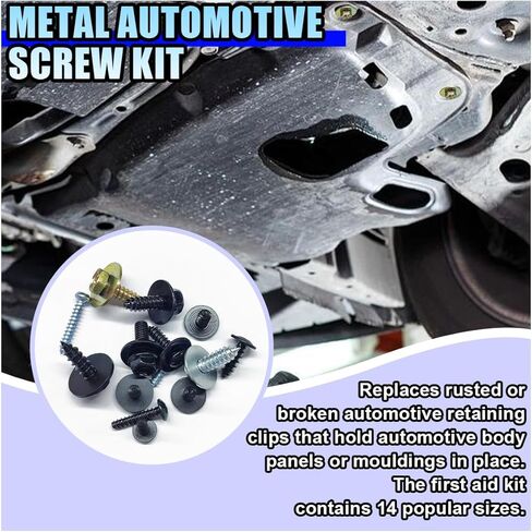 160PCS 14 Sizes Metal Car Screws, Car Body Bumper Hood Retainer Clips with Phillips Round Head Self Tapping Screw Assortment Kit, Fastener Rivet Clips for Liner Splash Shield in Saudi Arabia