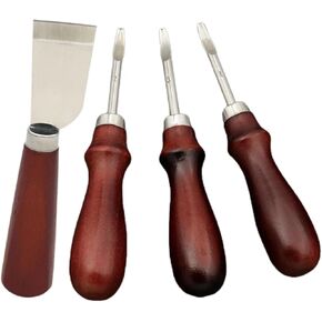 مجموعة أدوات حرفية جلدية مكونة من 4 قطع - تتضمن 3 حواف مشطوفة (1.2 مم، 1.0 مم، 0.8 مم) وسكين قطع واحد in Kuwait