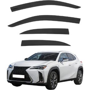شريط على أقنعة النوافذ منخفضة المستوى، متوافق مع 2019-2025 Lexus UX-Series UX200 UX250h UX300h، واقيات دخان أكريليك/مطر ملون، عاكسات الرياح الجانبية للنافذة، 4 قطع in Kuwait