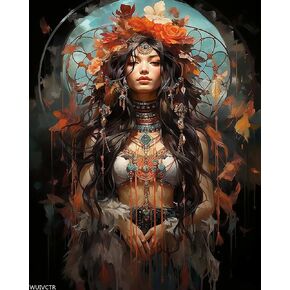 WUIVCTR Paint by Numbers Woman for Adults, Acrylic Oil Painting by Numbers Kits for Beginner with Paintbrushes Brushes Paintwork Art Canvas for Home Decor 16x20inch / 40x50cm in Saudi Arabia
