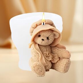 Bear Candle Mold Bear with Hat Molds Bears Resin Casting Silicone Molds for Candle Making Aromatherapy Gypsum Candles Polymer Clay Craft in Kuwait