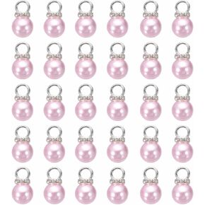 MECCANIXITY 100Pcs Imitation Pearl Pendant 10mm Faux Pearl Beads with Rhinestone for Dangle Jewelry Making Earrings Necklace Bracelets Crafts, Brown in Saudi Arabia