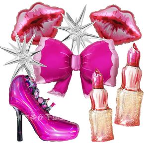 8pcs Single Girl Party decorations,Lip lipstick foil Lady high heels Explosion Star Balloon for wedding Valentine's Day, bridal shower, Girl Spa Party Supplies ，Baby Shower in Saudi Arabia