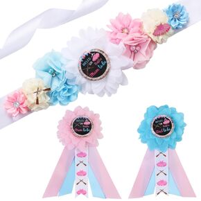 Boots or Bows Baby Shower Maternity Sash Kit - Cowboy or Cowgirl Theme Gender Reveal Party Belly Belt Corsage Pins, Wild Western Theme New Parents Pregnancy Photo Props Party Supplies in Saudi Arabia