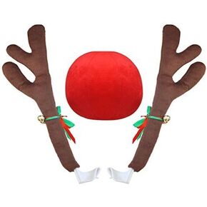 Goodybuy Christmas Car Costume Decoration Plush Rudolph Reindeer Antlers & Red Nose Set, 45cm Tall in Saudi Arabia
