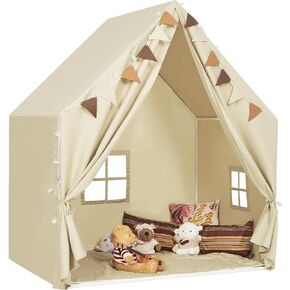 MORITECK Kids Play Tent with Padded Mat & Star LED Lights for Ages 4-8-10 Year Old Girls Boys, Large Cute Indoor Play Room House Tent for Toddler Children in Kuwait