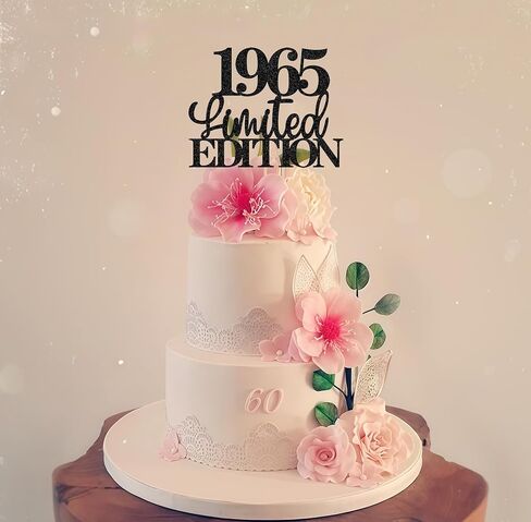 طبعة محدودة 1965 كعكة توبر - أسود بريق سعيد عيد ميلاد الستين لوازم تزيين الكيك، يهتف حتى 60 عامًا من تزيين الكيك لدعائم كشك الصور لحفلة عيد الميلاد الستين in Kuwait