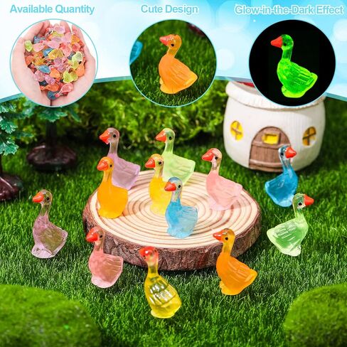90pcs Luminous Desk Goose, Mini Resin Porch Goose Statues, Glow in The Dark Goose Figurines for Dollhouse Fairy Garden Aquarium Office Table Decor (6 Colors) in Saudi Arabia