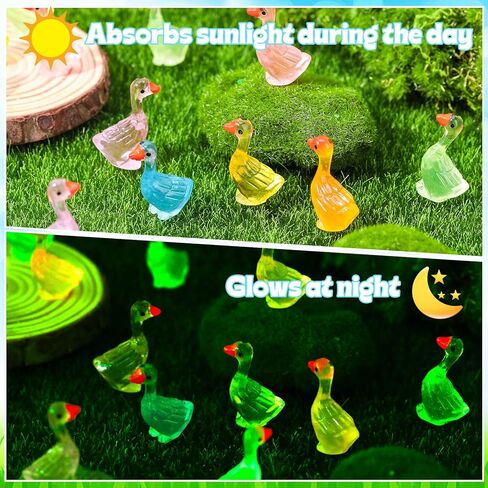 90pcs Luminous Desk Goose, Mini Resin Porch Goose Statues, Glow in The Dark Goose Figurines for Dollhouse Fairy Garden Aquarium Office Table Decor (6 Colors) in Saudi Arabia