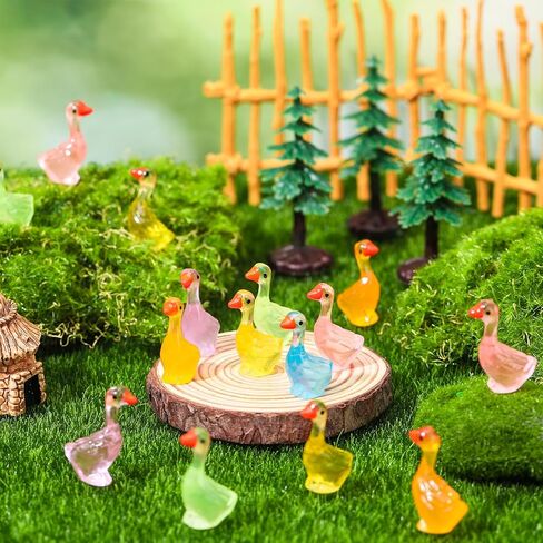 90pcs Luminous Desk Goose, Mini Resin Porch Goose Statues, Glow in The Dark Goose Figurines for Dollhouse Fairy Garden Aquarium Office Table Decor (6 Colors) in Saudi Arabia