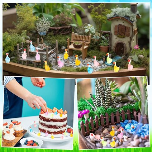 90pcs Luminous Desk Goose, Mini Resin Porch Goose Statues, Glow in The Dark Goose Figurines for Dollhouse Fairy Garden Aquarium Office Table Decor (6 Colors) in Saudi Arabia