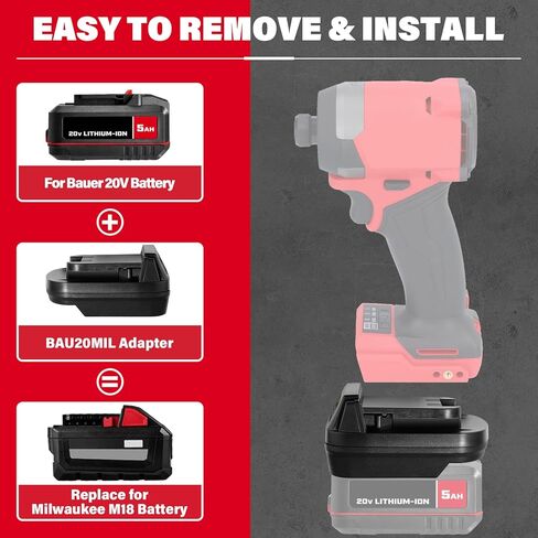 Adapter for Bauer 20V Li-ion Battery Convert to for Dewalt 20V MAX Battery, Use for Dewalt 20V 60V Battery Cordless Power Tools(Adapter Only) in Saudi Arabia