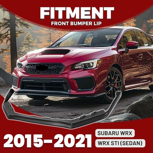 KUAFU Front Bumper Lip Compatible with 2015-2021 Subaru WRX/WRX STI (Sedan) Under Chin Spoiler Splitter S207 Style Plastic Black 3PCs in Saudi Arabia