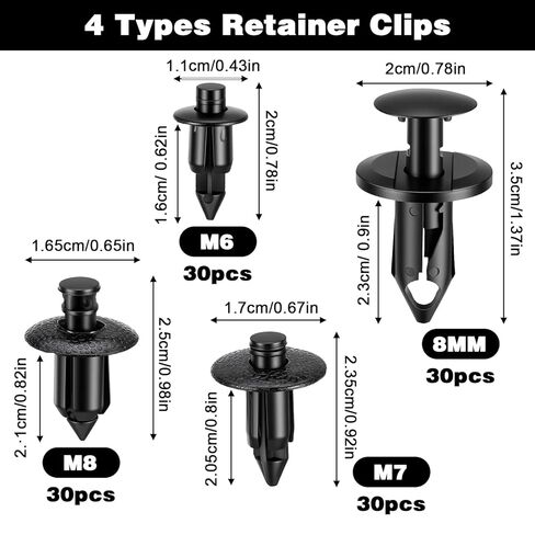 120 Pcs Plastic Rivets, Automotive Push Pins Body Rivets, Plastic Push Rivet Replace 7661855 Fits Compatible with UTV ATV Motorcycle M6 M7 M8 Retainer Fastener in Saudi Arabia