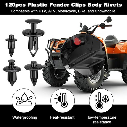 120 Pcs Plastic Rivets, Automotive Push Pins Body Rivets, Plastic Push Rivet Replace 7661855 Fits Compatible with UTV ATV Motorcycle M6 M7 M8 Retainer Fastener in Saudi Arabia