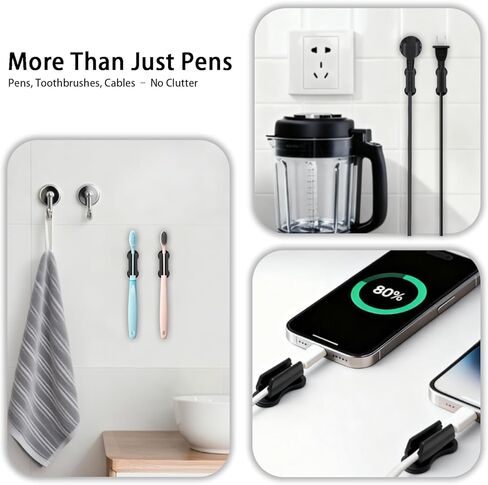 Adhesive Pencil Holders for Desk Set of 10 Marker Holder Sticky Pen Holder for Desk, Office Teacher Supplies Stylus Holder in Saudi Arabia