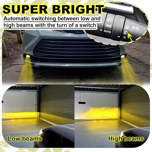 60 وات/زوج مصابيح ضباب LED مناسبة لسيارة Toyota Sienna Tacoma 4runner LE XLE XSE Limited Platinum 2021 2022 2023 2024 مجموعة مصابيح الضباب الكهرمانية الدافئة (FOG LED- 2) in Kuwait