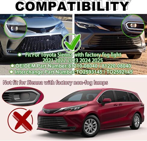 60 وات/زوج مصابيح ضباب LED مناسبة لسيارة Toyota Sienna Tacoma 4runner LE XLE XSE Limited Platinum 2021 2022 2023 2024 مجموعة مصابيح الضباب الكهرمانية الدافئة (FOG LED- 2) in Kuwait