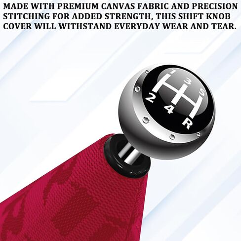 Gear Shift Knob Boot Dust Cover, Shifter Shift Boot Cover Protector, Canvas Fabric Manual Automatic Stick Shifts Knob Sleeve Gear Gaiter Protector with Stitch, Universal Car Accessories（Red） in Saudi Arabia