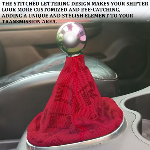Gear Shift Knob Boot Dust Cover, Shifter Shift Boot Cover Protector, Canvas Fabric Manual Automatic Stick Shifts Knob Sleeve Gear Gaiter Protector with Stitch, Universal Car Accessories（Red） in Saudi Arabia