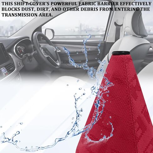 Gear Shift Knob Boot Dust Cover, Shifter Shift Boot Cover Protector, Canvas Fabric Manual Automatic Stick Shifts Knob Sleeve Gear Gaiter Protector with Stitch, Universal Car Accessories（Red） in Saudi Arabia