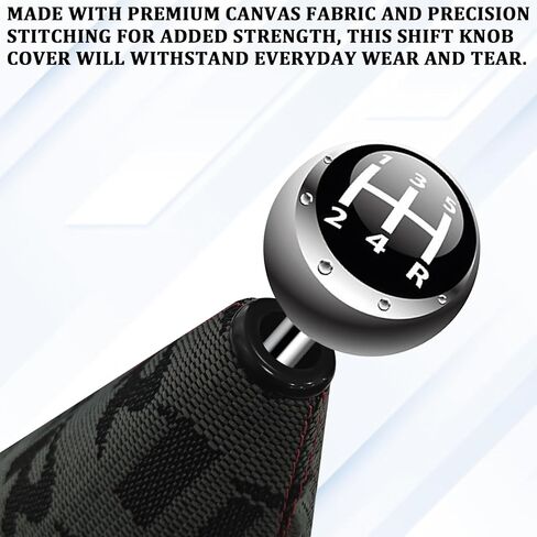Gear Shift Knob Boot Dust Cover, Shifter Shift Boot Cover Protector, Canvas Fabric Manual Automatic Stick Shifts Knob Sleeve Gear Gaiter Protector with Stitch, Universal Car Accessories（Red） in Saudi Arabia