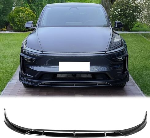 FREEMOTOR802 متوافق مع 2025-2026 Tesla Model Y Juniper Front Bumper Lip، IKON Style أسود لامع ABS بلاستيك ABS Air Dam Chin Spoiler Protector Spliter 4PCS in Kuwait