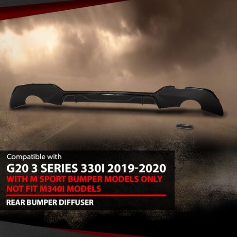 حافة ناشرة الصدمات الخلفية متوافقة مع BMW G20 3 Series 330i 2019-2020 مع موديلات M Sport Bumper فقط، لا تناسب موديلات M340i باللون الأسود اللامع in Saudi Arabia