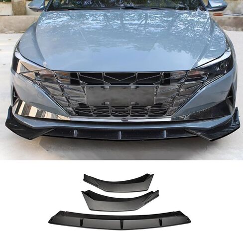 قطع غيار السيارات المتوافقة مع Hyundai Elantra 2021 2022 2023 (ليست لـ Elantra N) الشفة الأمامية السفلية للذقن الفاصل (أسود وأحمر) ABS 3 قطع in Kuwait