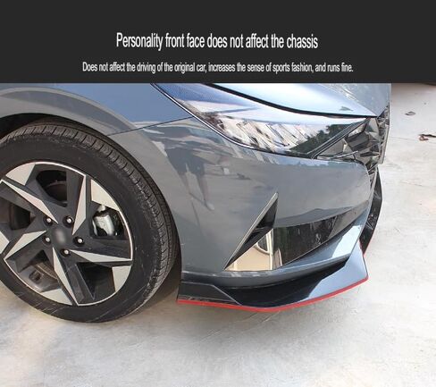 قطع غيار السيارات المتوافقة مع Hyundai Elantra 2021 2022 2023 (ليست لـ Elantra N) الشفة الأمامية السفلية للذقن الفاصل (أسود وأحمر) ABS 3 قطع in Kuwait