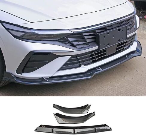 قطع غيار السيارات المتوافقة مع Hyundai Elantra 2021 2022 2023 (ليست لـ Elantra N) الشفة الأمامية السفلية للذقن الفاصل (أسود وأحمر) ABS 3 قطع in Kuwait