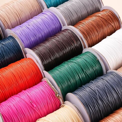 174 Yard Korean Waxed Polyester Cords 1mm Polyester Jewelry Making Bracelet Cord Waxed Beading String with Spool for Craft DIY (Black) in Kuwait