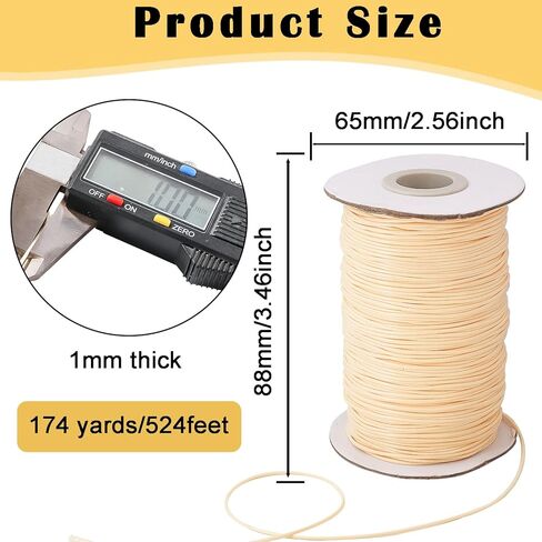 174 Yard Korean Waxed Polyester Cords 1mm Polyester Jewelry Making Bracelet Cord Waxed Beading String with Spool for Craft DIY (Black) in Kuwait