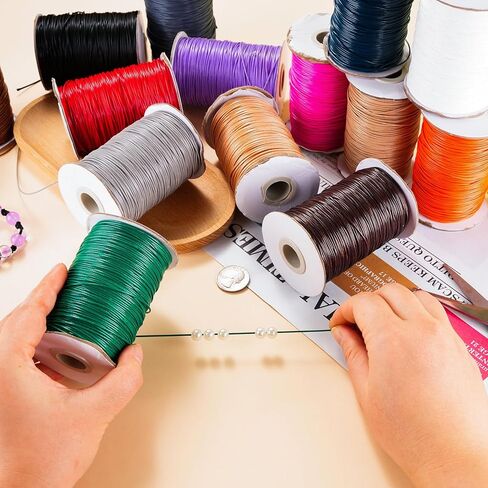 174 Yard Korean Waxed Polyester Cords 1mm Polyester Jewelry Making Bracelet Cord Waxed Beading String with Spool for Craft DIY (Black) in Kuwait