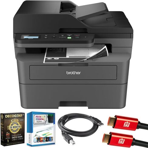 Brother Wireless DCP-L2640DW Compact Monochrome Laser Printer Bundle with Deco Gear CPS 26 Month Protection Pack, Tech Smart USA Printer Essentials, Deco Essential 6FT Printer Cable and HDMI Cable in Saudi Arabia