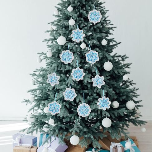 Epakh 36 Sets Snowflakes Craft Kit Snow Tissue Paper Sign Craft Winter Christmas Craft Make Your Own Xmas Tree Hanging Ornament for Party Holiday DIY Home Activities in Saudi Arabia