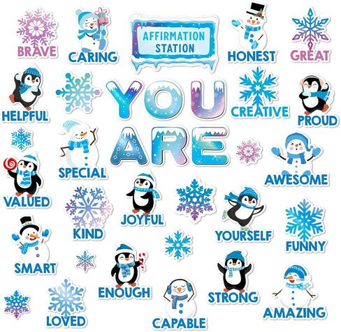 34Pcs Winter Bulletin Board Set Motivational Inspirational Christmas Paper Cutouts with 50Pcs Glue Points for Holiday Party Classroom Wall Decor in Saudi Arabia
