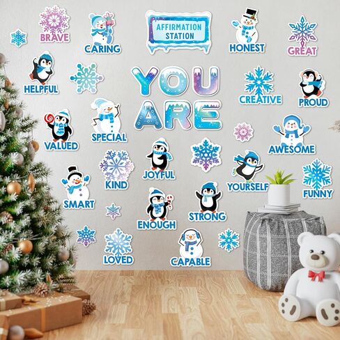 34Pcs Winter Bulletin Board Set Motivational Inspirational Christmas Paper Cutouts with 50Pcs Glue Points for Holiday Party Classroom Wall Decor in Saudi Arabia