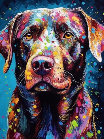 Chocolate Lab in Colorful Diamond Art Painting Kits for Adults, Funny Animals 5D DIY Diamond Art Kits Full Drill Diamond for Wall Decor Gem Arts 11.7x15.8inches/30x40cm in Saudi Arabia