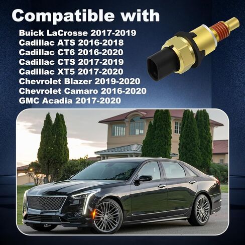 مستشعر درجة حرارة سائل تبريد المحرك متوافق مع Buick Lacrosse 2017-2019 Cadillac ATS 2016-2018 CT6 2016-2020 CTS 2017-2019 XT5 2017-2020 شيفروليه بليزر 2019-2020 استبدال # 12650595 in Kuwait